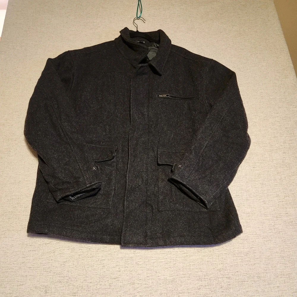 Tommy Hilfiger Field Jacket Mens XXL Charcoal Wool Blend Quilted KLG-LTK